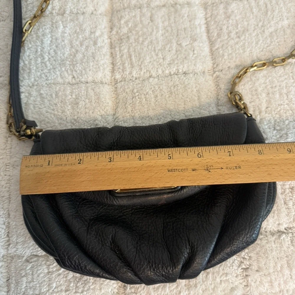 Marc by Marc Jacobs Black Pebbled Leather Handbag Purse Gold Chain Chic